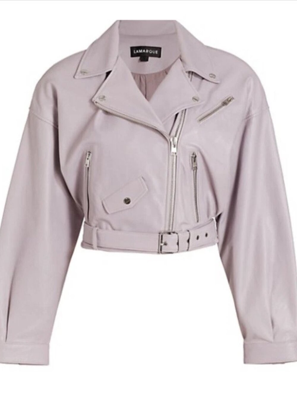 LAMARQUE Dylan Jacket Gray Blue Leather Moto Jacket - GENUINE LAMB LEATHER